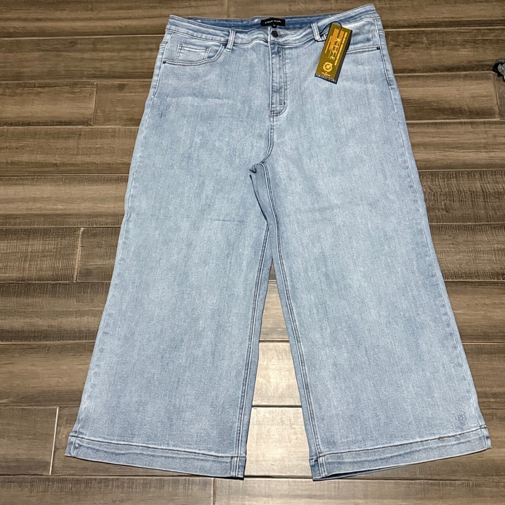 New Risen Tummy Control Stretchy Wide Leg Crop Jeans 3XL - Picture 2 of 11